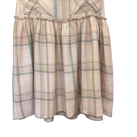 Free People Women’s Plaid Fever Midi Skirt Distressed Grunge Bohemian 90s Vibe 8 - Picture 3 of 12